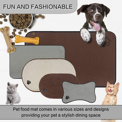 Sinland Microfiber Large Pet Food Mat Dog Feeding Mat Pet Bowl Mat with Anti-Skid Backing 21 Inch x 32 Inch Brown