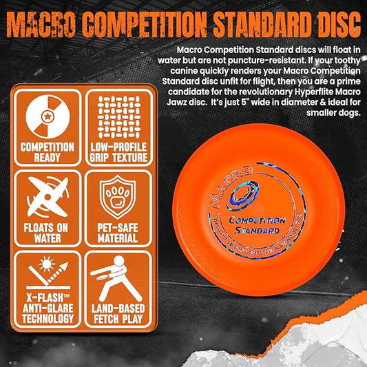 Hyperflite Macro Competition Standard Dog Disc 5" (28g) | Ultimate Flying Disc for Dogs | Official Skyhoundz Competition Disc for Play, Fetch & Pool Fun | Floats | Lightweight | Anti-Glare - Orange