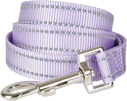Reflective Nylon Dog Leash, Handle Padded with Neoprene, for Small Medium Large Dog.(S, Lilac Purple)
