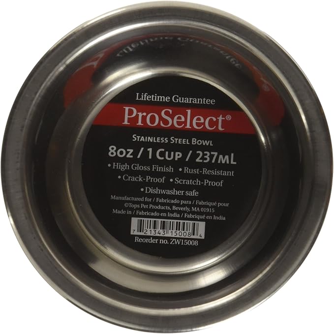 ProSelect Stainless Steel Classic Dog Bowl, 1/2-Pint