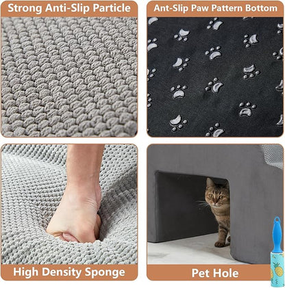 A.FATI 34 Inch 7-Step Foam Dog Stairs for High Beds, Non-Slip Pet Steps Ramp for Senior/Short Legged Dogs & Cats, with Washable Cover