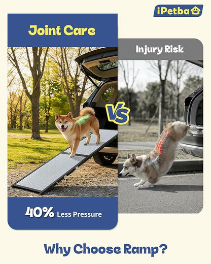 Large Dog Ramp for Car, SUV & Truck 64" – Joint & Spine Relief, Anti-Slip Surface, Heavy-Duty, Stable, Up to 100 lbs