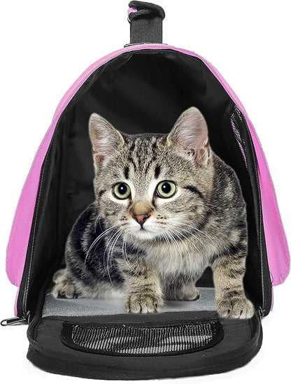 Pawer 18” x 11”x 11” Soft-Sided Foldable Airline Approved Pet Carrier for Cat, Puppy and Small Dog, Washable 600D Oxford Fabric, with Handle and Strap for Carry, Multiple Colors Available