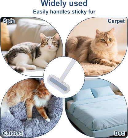 Pet Hair Removal Tool & 2 Cleaning Brushes, Multifunctional Pet Hair Remover Reusable Washable Dog Cat Fur Cleaning Broom for Carpet Sofa Furniture Window Tile