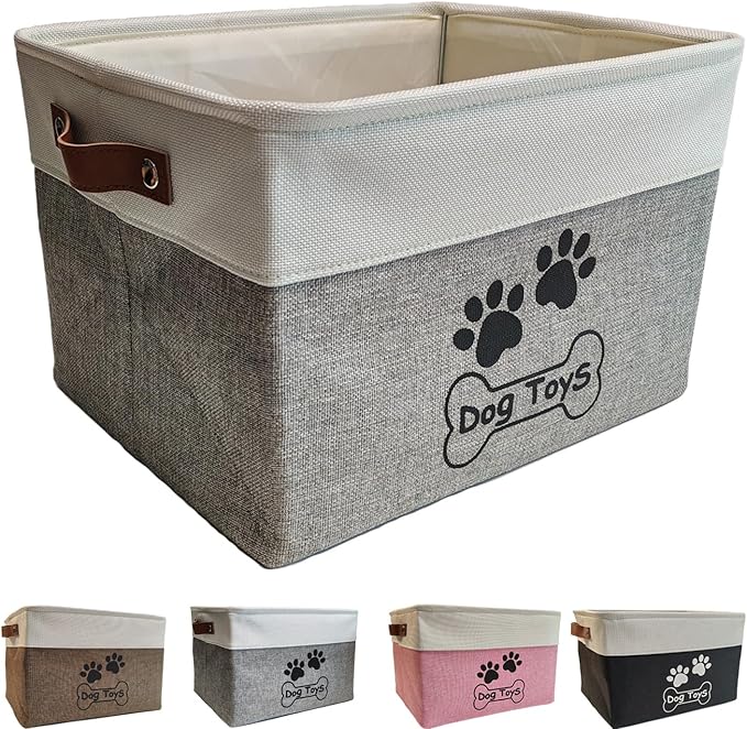 Dog Toy Basket Collapsible Dog Toy Box with Handles Foldable Dog Toy Bin for Pet Toys,Accessories