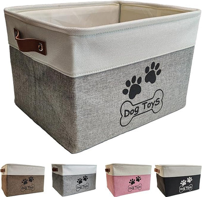 Dog Toy Basket Collapsible Dog Toy Box with Handles Foldable Dog Toy Bin for Pet Toys,Accessories