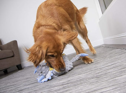 goDog Dinos Frills Squeaky Plush Dog Toy with Chew Guard Technology, Durable Fabric & Squeaker for Active Play, Gray, Large