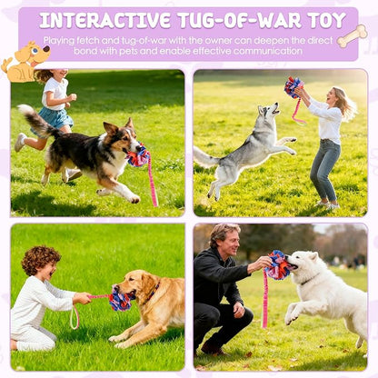 Snuffle Ball with Bungee Tug, Tug of War Rope Toys for Small Medium Dogs, Interactive Dog Toys Puppy Training Pull Toy for Exercise & Interactive Play Games (Pink)