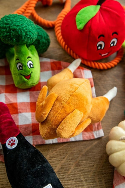 Glow Pups Turkey Dog Toy with Squeaker, Durable Plush Thanksgiving Dog Toy Turkey for Fetch, Promotes Mental Stimulation, Easy to Clean, 8 X 5 Inches, Brown Plush