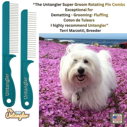 Super-Groom Combs with Smooth Rotating Teeth for Painless Mat Removal (22 Coarse Teeth, Teal Green)