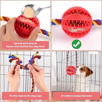 Interactive Dog Toys, Crate Training Aids for Puppies, Reduce Stress Anxiety Peanut Butter Dog Food Treat Dispenser Toys(Red)
