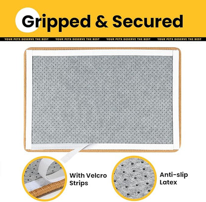 Cat Scratcher Mat,Natural Sisal Cat Scratch Pad with Hook&Loop Tape,Horizontal Floor Kitten Scratching Pads Rug for Indoor,Pet Furniture Protector for Couch&Carpets&Sofas, Large, Brown