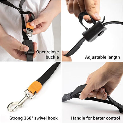SVD.PET 4-in-1 Hands Free Dog Leash, Versatile Crossbody Dog Leash with Easy Release Buckle, Adjustable Waist Fit for Walking, Jogging and Running Your Pet (Black)
