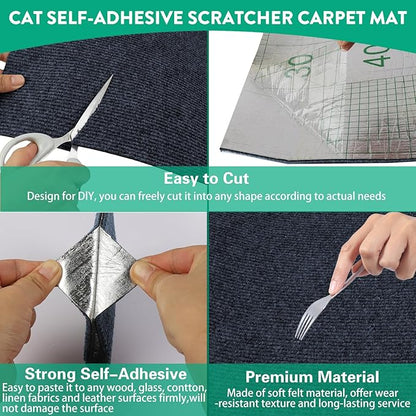 Cat Scratcher Mat, 78.7"x15.8" Cat Scratch Couch Furniture Protector, Trimmable Cat Scratch Carpet, DIY Climbing Cat Scratch Mat for Covering Cat Post, Wall & Door Protector from Cat Claws (Dark Blue)