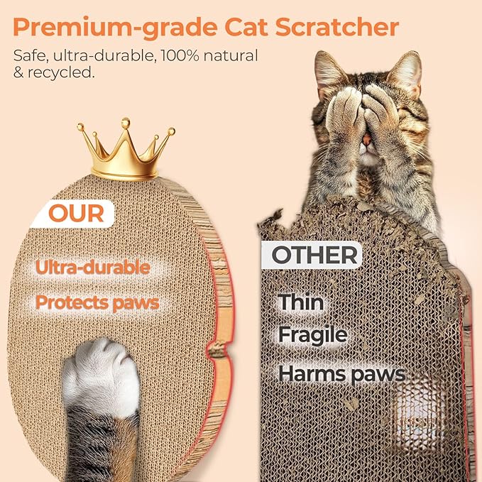 3 Pcs 16 Inch Cat Scratching Board with Box, 2 in 1 Cardboard Cat Scratchers Bed for Indoor Cats, Round Scratch Bowl with Thicker Double-Sided Pad for Cats' Scratch Need