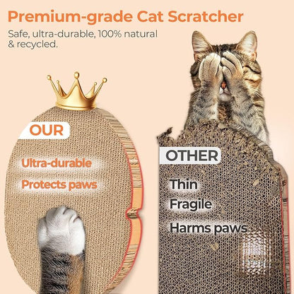 3 Pcs 16 Inch Cat Scratching Board with Box, 2 in 1 Cardboard Cat Scratchers Bed for Indoor Cats, Round Scratch Bowl with Thicker Double-Sided Pad for Cats' Scratch Need