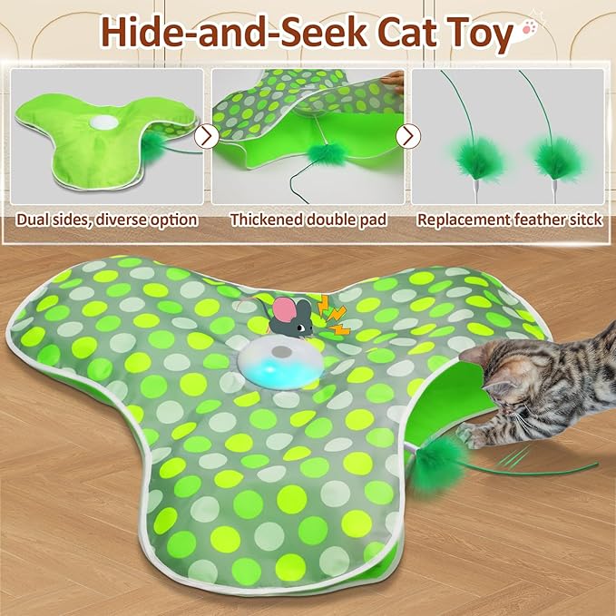 Hide and Seek Cat Toys and Replacement Feather Wand (3 Pcs)