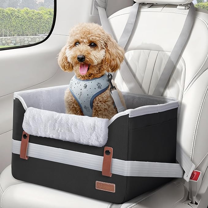 Akinerri Dog Car Seat for Small Dogs, Puppy Seat with Memory Foam Cushion and Safety Buckles, Pet Booster Car Seats for Front and Back Seat, Black