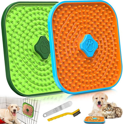 Licking Mat for Dogs, Crate Lick Mats Slow Feeder,Dog Cage Training Tools Pet Licking Mat Slow Feeder for Peanut Butter Kennel Therapy Dog Lick Pads for Boredom Anxiety (2pcs)