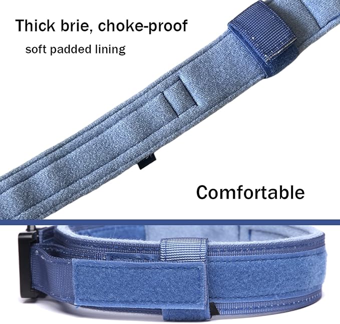 Xqpetlihai Tactical Dog Collar and Leash Set Adjustable Military Nylon Dog Collar with Control Handle and Heavy Duty Metal Buckle for Large Dogs（Dark Blue XL