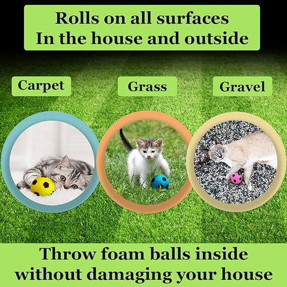 Meric CoCoo 1.5-Inch Soft Foam Cat Soccer Balls, Bouncy & Lightweight, Interactive Indoor Play Toys for Kittens & Cats, Quiet & Durable, Bright Colors, 12-Pack