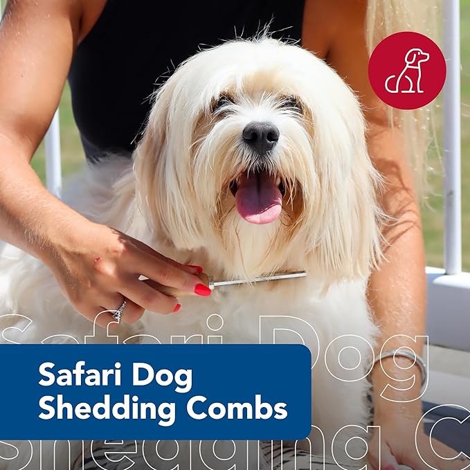 Coastal Pet Safari Dog Shedding Combs - Dog Shedding Brush for Dogs with Short and Long Hair - Different Sized Teeth for Undercoat Rake - 7" x 1"