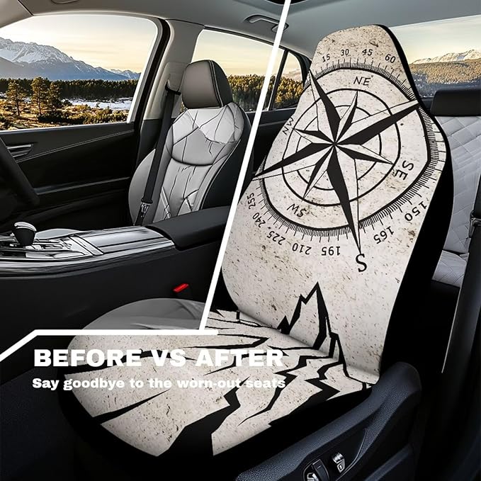Car Seat Covers Set of 2 Waterproof Front Seat Covers Stretch Polyester Fabric Cover Breathable Front Seat Cover Universal Fit for Auto Truck Van SUV