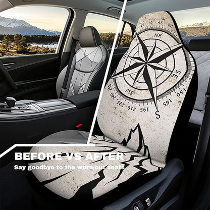 Car Seat Covers Set of 2 Waterproof Front Seat Covers Stretch Polyester Fabric Cover Breathable Front Seat Cover Universal Fit for Auto Truck Van SUV