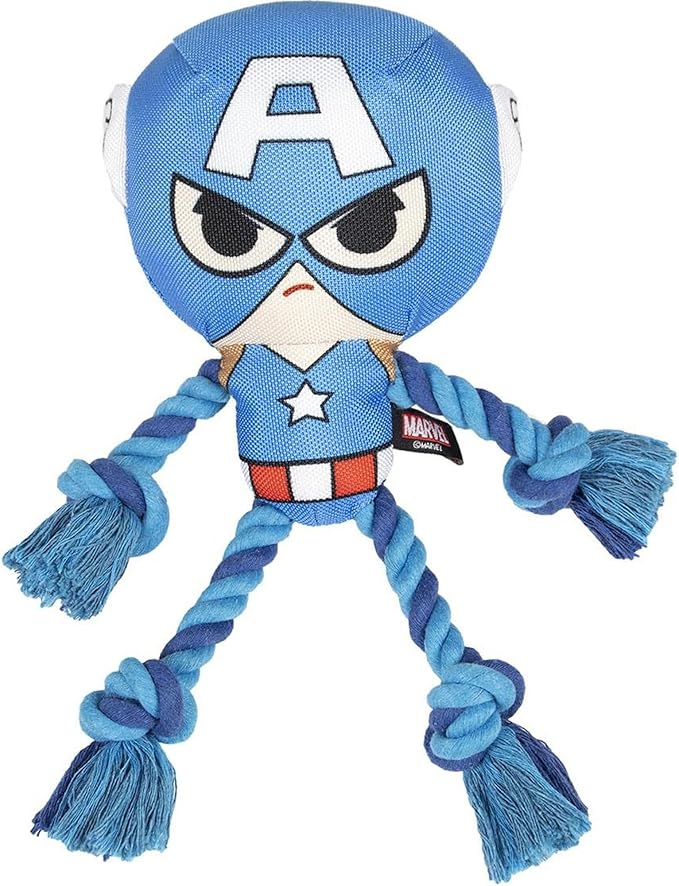 Cerdá Life's Little Moments - Captain America Dog Rope Toy - Dog Toys Indestructible - Dog Toys for Medium Dogs and Big Dogs - Tough Dog Toys Official Marvel Licensed