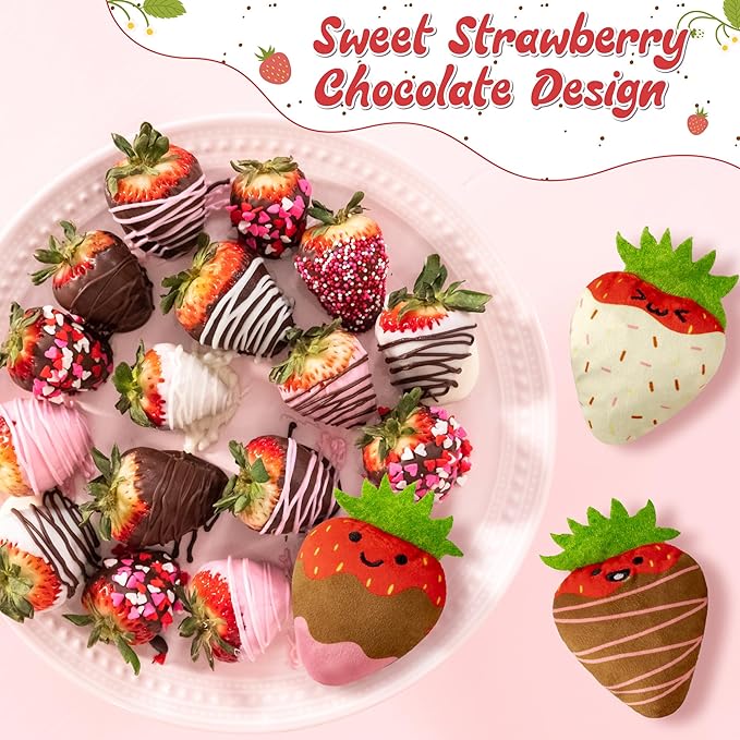 MALLMALL6 Catnip Toys for Cat - 5Pcs Strawberry Chocolate Crinkle Paper Sound Catmint Toy for Indoor Kitten, Teething Chew Kick Interactive Kitty Supplies, Pet Present for Kitten Lover