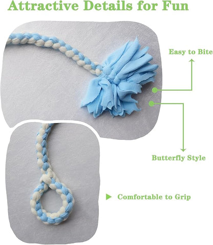 Baba&Nana Braided Fleece Dog Tug Toy, Assorted Colors Dog Rope Toy with Ball, Interactive Tug of War Dog Toy for Large & Medium & Agility Dogs (Blue)