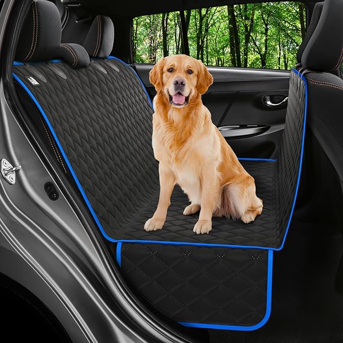 Petloox Dog Car Seat Cover for Back Seat, Waterproof Hammock for Car, SUV & Truck, Non-Slip Backseat Cover for Dogs, Heavy-Duty Dog Hammock Style Seat Protector Pets, Easy to Install & Clean