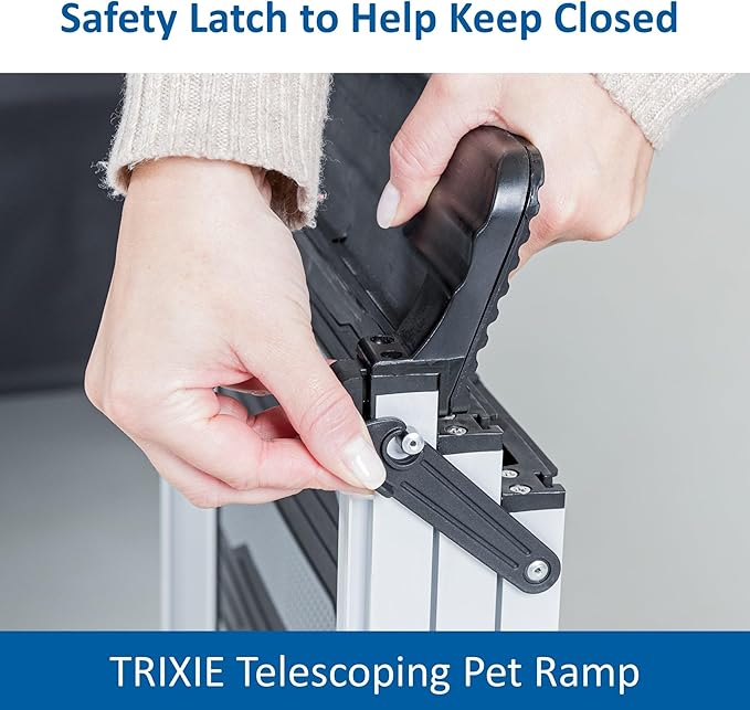 Trixie Telescoping Dog Ramp Made of Lightweight Aluminium - Pet Ramp for Large Cars and SUVs - Easily Adjustable - in Silver/Black