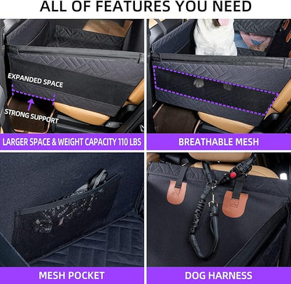 TKYZ Large Dog Car Seat,Back Seat Extender for Dogs,Waterproof Medium Dog Seat Cover for Backseat, Pet Bed for Car Hammock(Black-L)