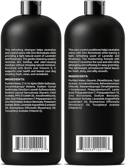 ALFIE'S CHOICE Dog Shampoo for Smelly Dogs | Fresh & Clean Shampoo and Conditioner Set | 16 fl oz Each | Lavender & Rosemary Deodorizing Wash | Odor Control for All Breeds | Made in USA