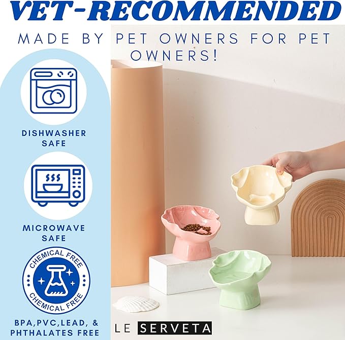 Ceramic Raised Pet Slow Feeder Bowl, Elevated Cat and Dog Slow Feeder, Decorative Standing Doggy Design, Anti-Slip Base, Anti-Vomiting (Pink)