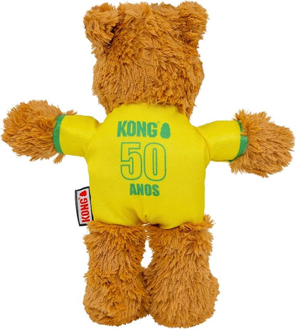 KONG Wild Knots Bear Soccer Player Dog Toy – Brazil – National Team Jersey Inspired – International Tournament Edition – Plush Rope Toy with Squeaker, Medium/Large