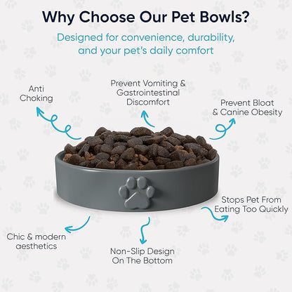 Slow Feeder Dog Bowls – Dog Bowl Slow Feeder – Microwaveable Dog Slow Feeder for All Breeds – Lead and BPA-Free Ceramic Pet Bowl – Pet Feeder for Fast Eaters