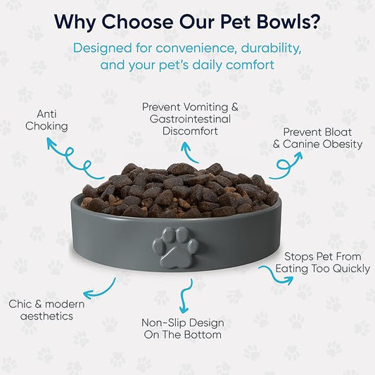 Slow Feeder Dog Bowls – Dog Bowl Slow Feeder – Microwaveable Dog Slow Feeder for All Breeds – Lead and BPA-Free Ceramic Pet Bowl – Pet Feeder for Fast Eaters