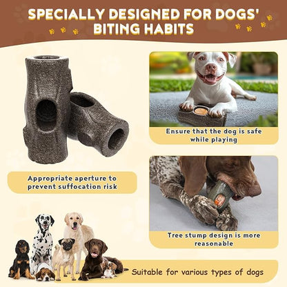 Stump Shape Nylon Dog Chew Treat Toy with Filling Tray, Large Medium Dog Chew Toys for Teeth Grinding, Dogs Puzzle Interactive Toy for Slow Feeding to Keep Pet Healthy