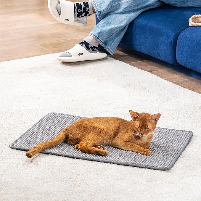 Cat Scratcher Mat,Natural Sisal Cat Scratch Pad,Horizontal Floor Cat Scratching Pads Rug for Indoor Cats Grinding Claws Nails,Cat Furniture Protector for Couch & Carpets & Sofas