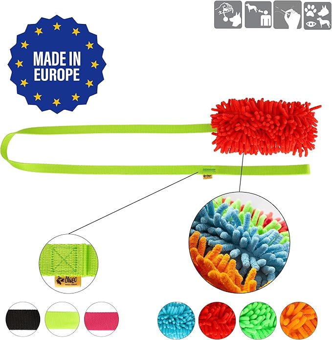 Dingo Waldemar Rutkowski Shaggy Nubby Plush tug Toy for Dogs, Training and Agility, Chasing Games and tug of war, Long Handle Assorted Color 15577