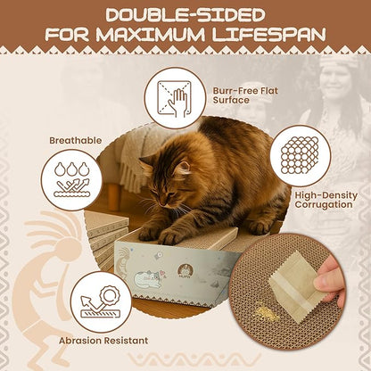 5 Pack Cat Scratching Boards | Reversible Cardboard Cat Scratcher with Catnip | Corrugated Cardboard cat Scratcher | Indoor Cat Scratch Pad | Durable Cat Scratcher Box | 16.34" L x 11.42" W x 5.51" H