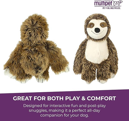 Multipet Bark Buddies Sloth Dog Plush Toy - Squeaky Dog Toy for All Dogs - Extra Soft Plush Dog Toy - Stuffed Animal Dog Toy for Cuddling & Playing - Cute Dog Pet Toy (10")
