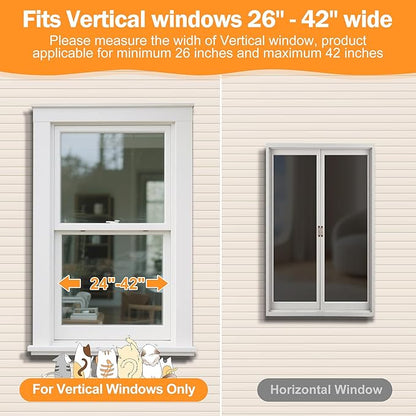 Cat Window Box Catio, Outdoor Indoor Cat Enclosure with Clear Panels, Mesh Sides & PVC Curtain, Universal Window Perch for Windows 25"–43", Window Catio for Sunbathing, Napping & Overlooking,Walnut