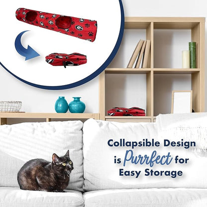 NCAA Georgia Bulldogs Cat Tunnel Tube Toy with Plush Football Catnip and Feathers