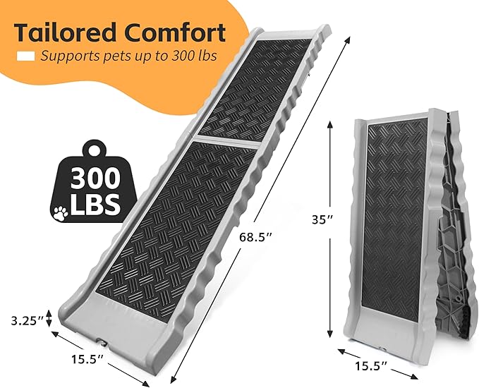 PawStep 50893 Pet Ramp with Soft Traction – Lightweight Portable Dog & Cat Ramp for Beds, Couches, Cars & SUVs, Non-Slip Surface for Senior & Small Pets