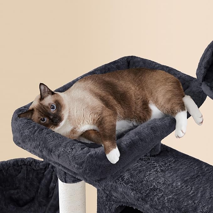 Yaheetech Multil-Level Cat Tree Cat House for Large Cats, 64.5in Cat Tower for Indoor Cats as Modern Activity Center with Scratching Posts & Platform & Perch & Hammock