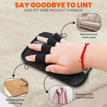 CALMZY Pet Hair Remover Gloves for Dogs & Cats Newly Upgraded Four Finger electrostatic Magic Brush Easy to Use On Bedsheet,Carpet,Cloth,Sofa,Couch,Blanket and Multifunctional Grooming Pet Gloves