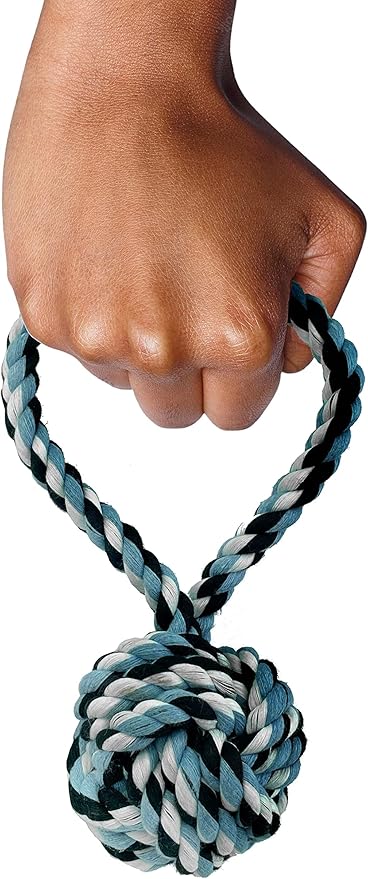 Cutie's PetBox Weaved Rope Ball Toy for Toss, Fetch, Chew and Tug-O-War, 2.8" Diameter Ball for Small and Medium Dogs